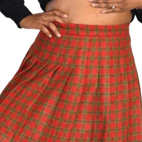 Vintage Abercrombie Plaid Skirt Red Tennis Pleated Mini Tartan Wool Size Small - Picture 4 of 16